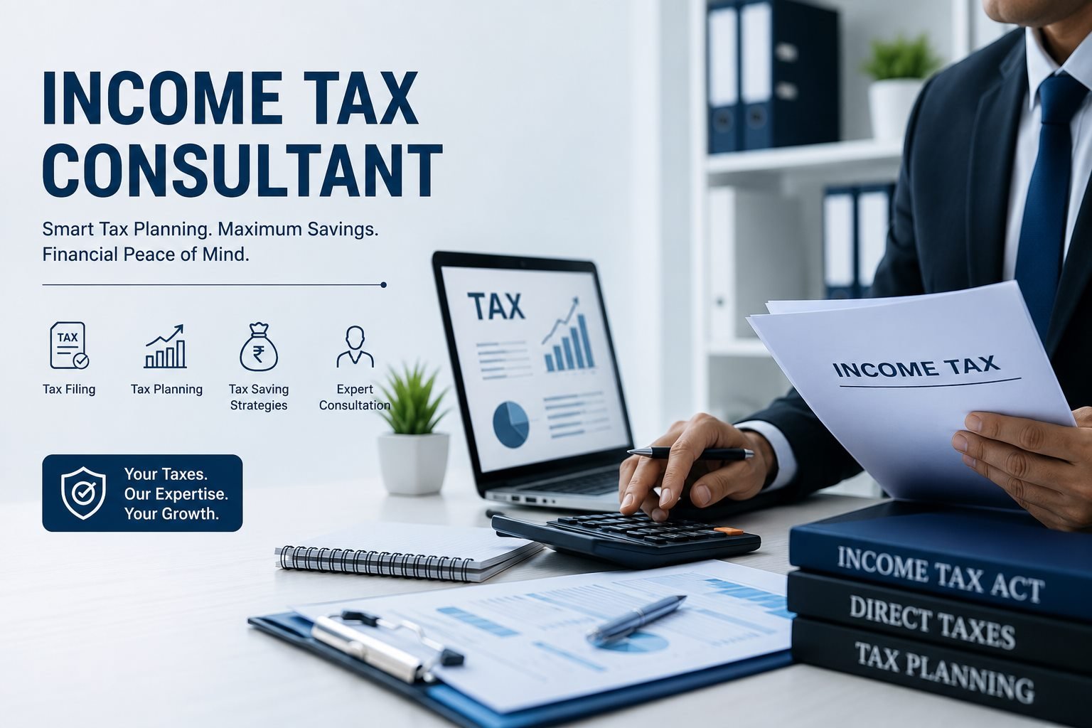Income tax consultant in Gurgaon reviewing tax planning, filing and savings